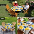 thumbnail image 4 of Lemon Round Tablecloth for 36-44 Inch Tables, Fitted Table Cover with Elastic Edge, Watercolor Blue Yellow Branch Summer Spring Waterproof Outdoor Table Cloth Protector for Patio Garden Dinner Picnic, 4 of 9