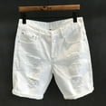 thumbnail image 2 of Jean Shorts for Men Summer Ripped Straight Quarter Pants with Pockets Distressed Button Casual Mens Denim Shorts, 2 of 5