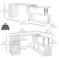 thumbnail image 2 of Rotating L-Shape Corner Desk with Storage - White Computer Workstation for Home Office & Study - 55" x 42.3" Writing Desk with Shelves, 2 of 7