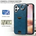thumbnail image 5 of Case for iPhone 16 Wallet with Credit Card Holder & Finger Ring Kickstand, Premium PU Leather Slim Cover Shockproof Scratch Resistant Full Protection Phone Case for iPhone 16, Blue, 5 of 10