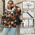 thumbnail image 6 of SCRAWLGOD Pumpkins Womens Hoodie Zip Up Lightweight Oversized Sweaters for Women Long Sleeve Ladies Hoodies Zip Front Size XS Comfy Womens Hoodies Trendy for Thanksgiving Fall, 6 of 7