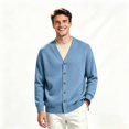 thumbnail image 2 of Men's V Neck Button Knit Cardigan, Long Sleeve Loose Fit Casual Sweater Outwear Tops, Men's Size S-3XL, 2 of 5