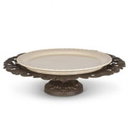 GG Collection 91741 19 in. Acanthus Leaf Serving Platter with Ceramic Plate, Brown