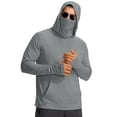 thumbnail image 2 of UPF 50+ Men’s Long Sleeve Performance Fishing Hiking Sun Protection Shirt with Mask UV Neck Gaiter Hoodie Gray XL, 2 of 7