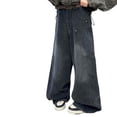 thumbnail image 2 of ATOGUTA Girls Jeans Baggy Denim Pants Elastic High Waist Wide Leg Jeans with Pockets Size 4T-15, Black, 2 of 5