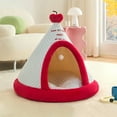 thumbnail image 5 of Christmas Candy House Dog Bed Small Cat Dog Self-Warming Plush Short Comfort Removable Sleeping Cave, 5 of 6