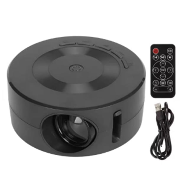 Mini LED Projector 1080p Built in Speaker Portable Small Home Projector with Wired Same Screen Function for IOS ,Android,1 x Mini Projector 1 x Remote Control 1 Cord,Black