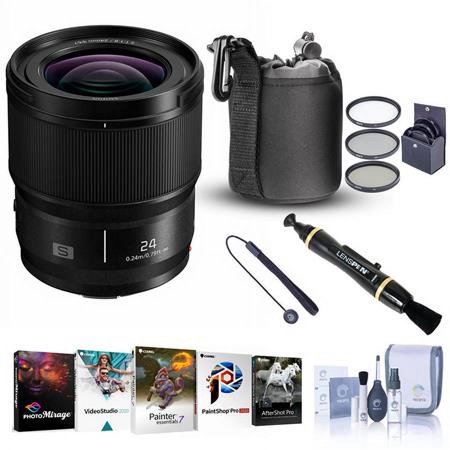 UPC: 0192223194953 | LUMIX S 24mm f/1.8 Lens for Leica L  Bundle with PC Software Kit  67mm Filter Kit  Pouch  Lens Cleaner  Cleaning Kit  Lens Cap Tether