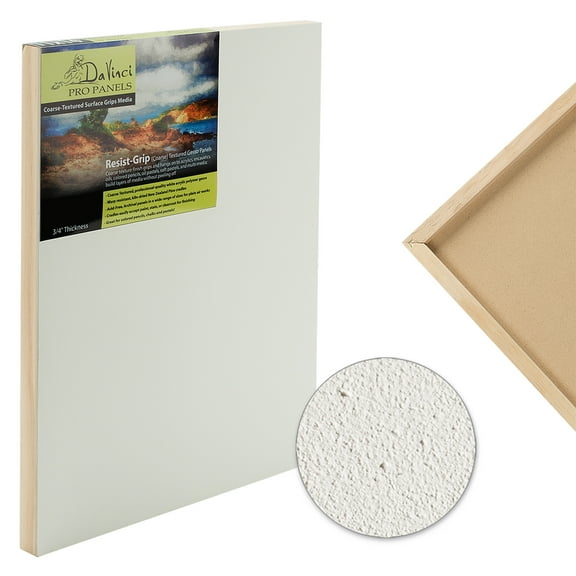 Da Vinci Pro Resist-Grip Coarse Textured Gesso Board, 12x12", 3/4" Depth Art Boards for Painting, White Acrylic Polymer with Quartz Sand, Warp-Resistant Cradled and Sealed MDF Panel