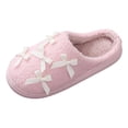 thumbnail image 6 of Cute Bow Slippers for Women Casual Cotton Fuzzy Memory Foam House Slipper Indoor Outdoor Home Slip on Winter Slides Shoes Pink Size 6.5, 6 of 7