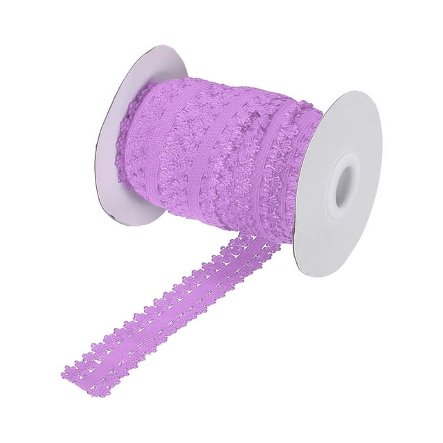 Unique Bargains Lace Ribbon 16 Yards 3/4' Double Crown Edges Elastic Lace Trim for Craft,Gift Wrappers,Headbands(Purple)