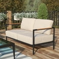thumbnail image 2 of Flash Furniture Lea Series Steel Patio Lounge Loveseat - Beige, 2 of 11
