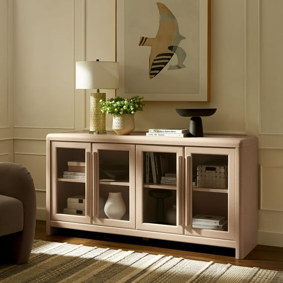 Modway Evren 4-Door Sideboard Storage Display Cabinet in Ash