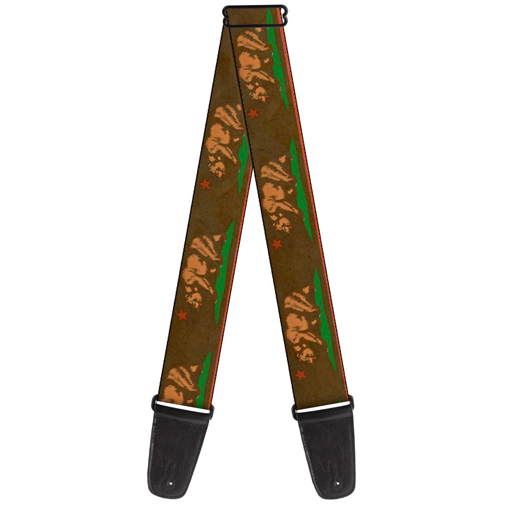 Buckle-Down Guitar Strap, California Flag Weathered Browns, 2 Inches Wide