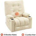 thumbnail image 3 of MCombo  Large Power Swivel Glider Rocker Recliner Chair with Massage and Heat, Faux Leather 7748 Cream, 3 of 5