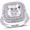 7-1/10 Carat T.G.W. Created White Sapphire Sterling Silver Halo Engagement Ring