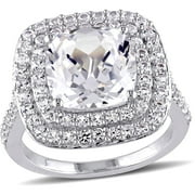 7-1/10 Carat T.G.W. Created White Sapphire Sterling Silver Halo Engagement Ring