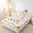 thumbnail image 4 of Homewish Cute Cartoon Flower Queen Sheet Sets,Colorful Daisy Flat Sheet,White Yellow Pink Queen Fitted Sheet For Girls,Ultra Soft Home Decor,4pcs, 4 of 7