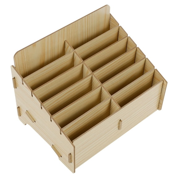 Wood Cell Phone Holder Solid Phone Storage Box Versatile Phone Holder Desktop Organizer Easy to Install Phone Management Storage Box Protective Pocket Chart Organizer for Classroom