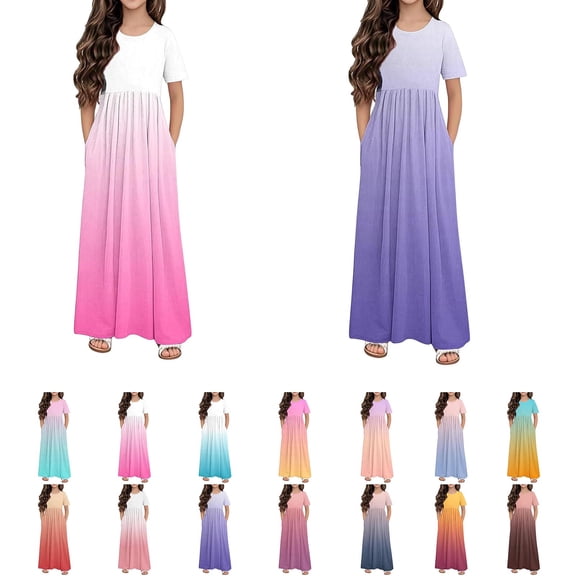 Swuxness Girl's Casual Sleeveless Princess Dress, Kids Long Dresses, GirlsColor Round Neck Dress with Pockets Comfortable Soft LooseLong Maxi Dress Mint Green, 13-14 Years