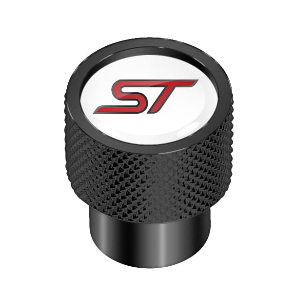 Ford Focus ST in Black on Black Aluminum Tire Valve Stem Caps