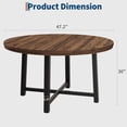 thumbnail image 4 of Qinaqin 47-Inch Redondo Industrial cm de Profundidadining Mesa para 4 Robusto Metálico Frame con Rústico Marrón Finish Sala Kitchen y Living, 4 of 7