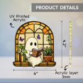 thumbnail image 3 of Halloween Faux Stained Glass Ghost Ornaments Acrylic, Halloween Decor Cute Suncatcher, Cute Ghost Gift for Book Lovers, Gothic Fall Decor for Window, 3 of 7
