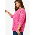 thumbnail image 3 of Woman Within Plus Size Perfect Printed Elbow-Sleeve Boatneck Tee, 3 of 4