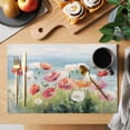 thumbnail image 2 of Placemat Set of 4 Pink Red Floral Ocean Placemats for Dining Table Wildflowers Oil Painting Washable Table Mats for Kitchen and Party Decor Indoor & Outdoor Use, 2 of 8