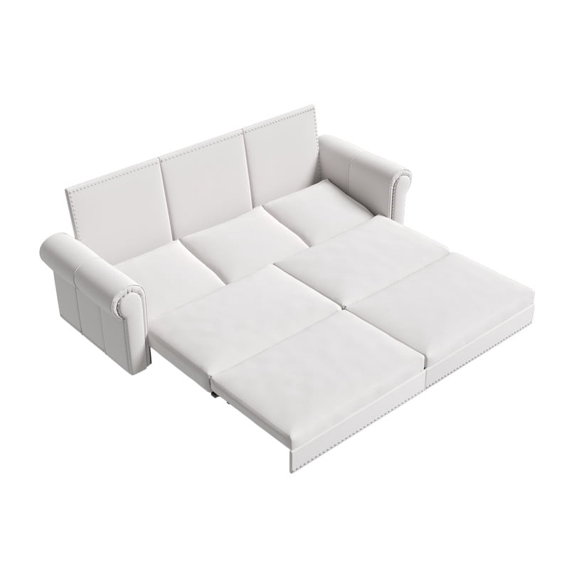 3-in-1 Velvet Convertible Sleeper Bed, 93.7" Chesterfield Sofa, King Size Pull Out Sofa Bed with Nailhead Trim & Rolled Arms, , Multi-Functional Futon Bed for Living Room, Bedroom, Apartment