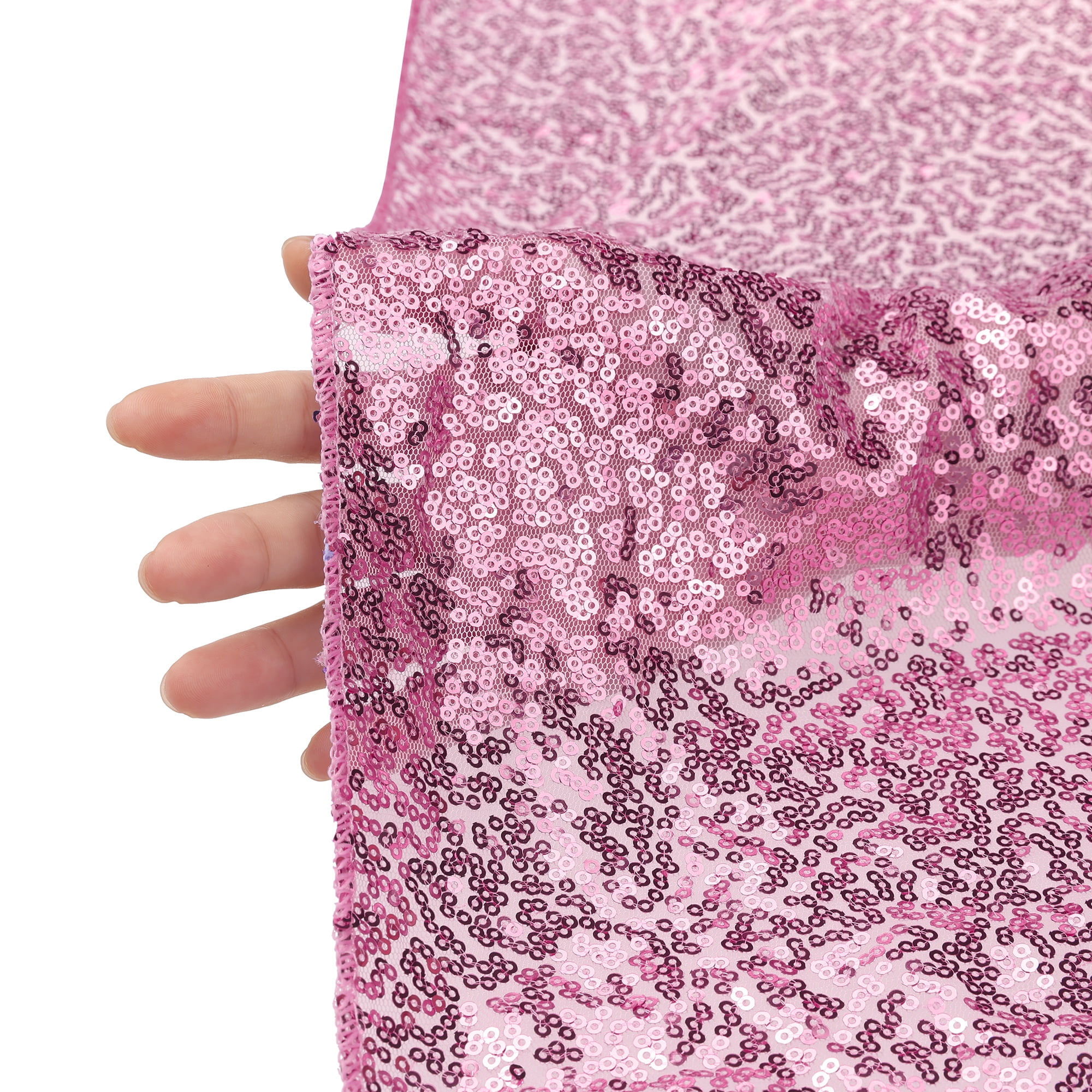 Unique Bargains Sequin Table Covers for Dining Room Parties or Dances Tablecloths Pink 47"x59"