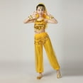 thumbnail image 4 of Eltusu Girls Belly Dance Sets, Performance Elastic Waist Sleeveless Shows Kids Dancewear Sets Yellow Size 11-13 T, 4 of 6