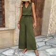 thumbnail image 5 of Fesfesfes Jumpsuit for Women Pants Overalls Printed Long Romper Casual Sleeveless V-neck Wide-leg Jumpsuit with Pockets and Drawstring Long Pants, 5 of 9