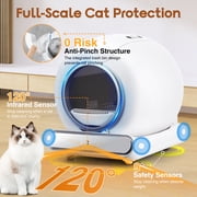 Self Cleaning Cat Litter Box, 115L Automatic Litter Box w/ Liner, 10 Sensor Protection for Multi Cat, Dual APP+ Panel Control,Odor Removal,Litter Box