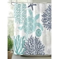 thumbnail image 2 of Shower Curtain Teal Turtle Shower Curtains for Bathroom, Waterproof Polyester Shower Curtain Set with Hooks, Extra Long 72" x 78" Coral Starfish Shell, 2 of 6
