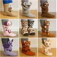 thumbnail image 2 of 3D Knit Animal Socks, Funny Novelty Christmas Floor Socks, Cute 3D Panda Black Cat Koala Capybara Raccoon Sloth Cow Animals Crochet Knit Sock, 2 of 7