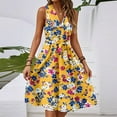 thumbnail image 2 of Graduation Dress, Casual V Neck Sleeveless Floral Tunic Tank Midi Dress Cocktail Beach Vacation Shimmer Dress For Women Black Dress Hippie Clothes Formal Dresses (XXL, Saffron) ZMTing, 2 of 5
