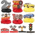 thumbnail image 1 of KAKOWELY 10 piezas de adornos de panal de abeja para coches de carreras, centros de mesa de panal de abeja de carreras, 1 of 5