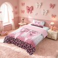 thumbnail image 2 of Homewish Pink Bowknot Twin Comforter Sets for Princess Girls, Glitter Cheetah Print Bedding Set, Pink Reversible, 2 Pieces 1 Comforter and 1 Pillowcase, 2 of 6