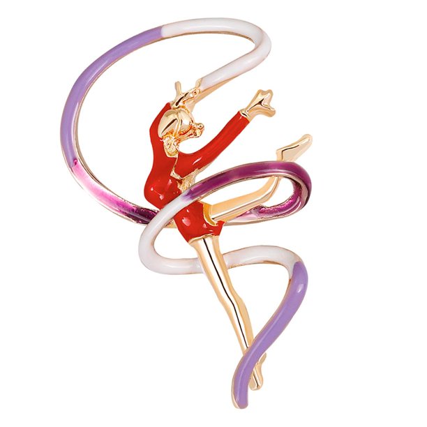 Fancy Sport Gymnastics Whirling Girls Broches Cinta Traje Ropa Accesorio rojo Zulema Pinza del esmalte de la muchacha de la cinta