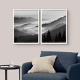 thumbnail image 2 of PixonSign Framed Wall Art Collage Print Gallery Set Mountain Valley with Mist Nature Wilderness Photography Realism Rustic Landscape Black and White for Living Room, Bedroom, Office - 12"x16"x2 WHITE, 2 of 6