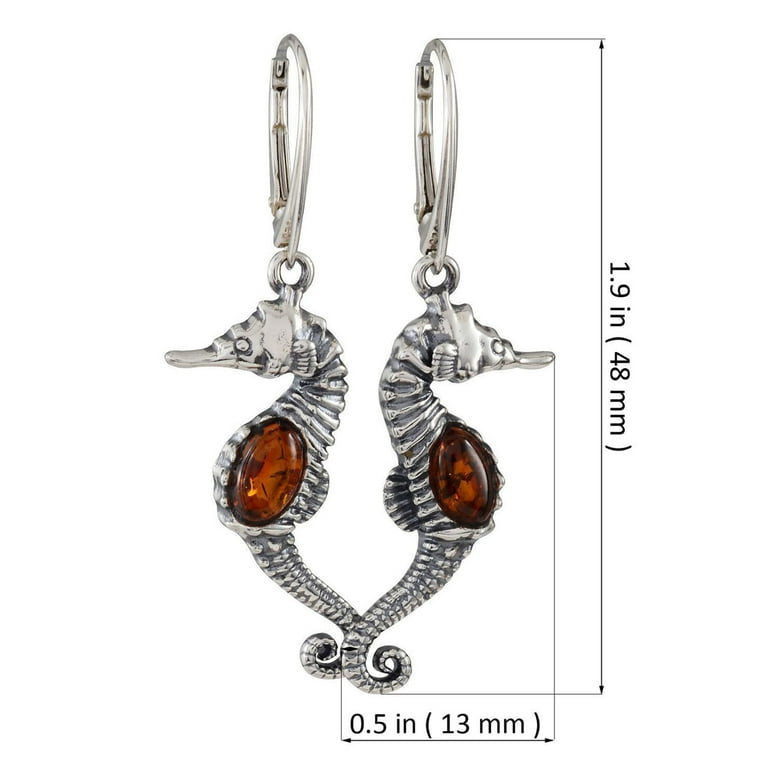 Sterling Silver Amber Seahorse Earrings Sterling Silver Amber Seahorse Earrings