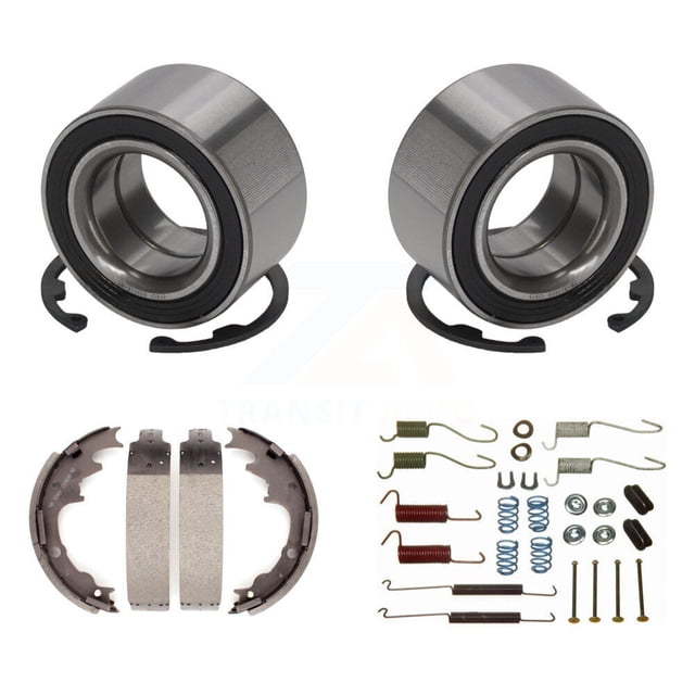 Transit Auto Rear Drum Brake Shoe & Hardware and Wheel Bearing Kit for Car 1998-2002 Ford Ranger EV with 9" Diameter - Left Right Side (Driver Passenger) K7D-100825