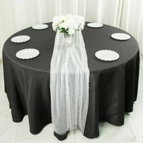 BalsaCircle White 48x120 in Sheer Tulle Table Runner Faux Pearls Party Events Reception Decorations Supplies