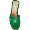 thumbnail image 2 of Steve Madden Hadyn Green Leather Cut-Out Slip On Open Toe Flat Slides Sandals, 2 of 4