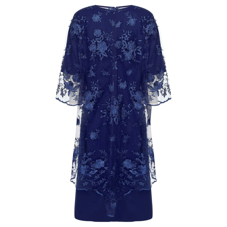 LiiYii 2PCS Women Tube Dress with Lace Cover Up Plus Size Mother of The Bride Dress Wedding Party Gown Navy Blue 8XL Walmart