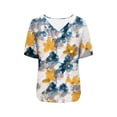 thumbnail image 6 of Twczz Womens Floral Shirts Short Sleeve- V-Neck Loose Fit Casual Summer Boho Tops Blouse Navy Size M, 6 of 8