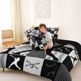thumbnail image 4 of Castle Fairy Baseball Collage Full Size Comforter Sets 3-Piece, Sport Theme Checkered Bedding Comforter Set, Gray Black,Black Reversible,1 Comforter and 2 Pillowcases, 4 of 6