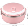 thumbnail image 3 of Contenedor de alimentos, lonchera térmica portátil rosa, lonchera de acero inoxidable con aislamiento térmico para fideos de arroz, lonchera de una sola capa, 3 of 4
