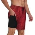 thumbnail image 2 of Honeii Vintage Burgundy Print Men's Swim Shorts,Mens Swim Trunks,Breathable Mesh Beach Shorts for Swimming,Surfing, and Beach Activities-3X-Large, 2 of 6
